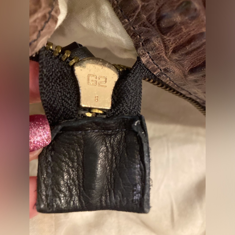 Clare V. Brown Crocodile Embossed Tote Hobo Shoulder Bag Womans Removable Strap - Picture 15 of 16